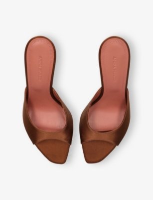 AMINA MUADDI: Alexa 95 Satin Heeled Mules