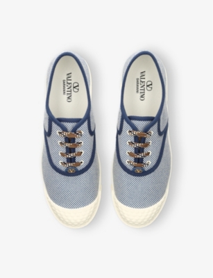 VALENTINO GARAVANI MENS BLUE OTHER BAY BY BAY CANVAS LOW-TOP TRAINERS EUR 43 / 9 UK