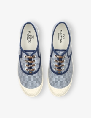 VALENTINO GARAVANI MENS BLUE OTHER BAY BY BAY CANVAS LOW-TOP TRAINERS