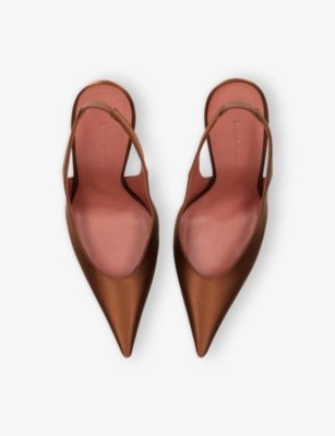AMINA MUADDI: Anok Slingback Satin Heeled Courts