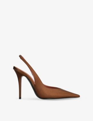 AMINA MUADDI: Anok Slingback Satin Heeled Courts