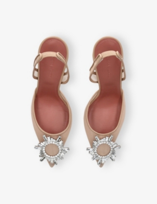 Amina Muaddi Women Begum Mesh Slingback Pumps In Beige