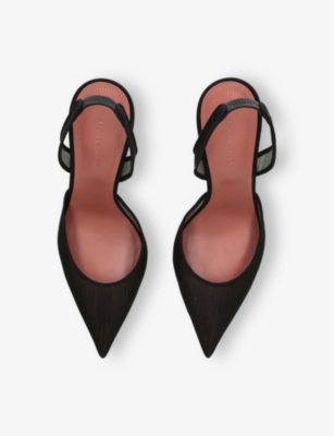 Amina Muaddi Womens Black Holli 95 Sling-back Heeled Mesh Courts In Black