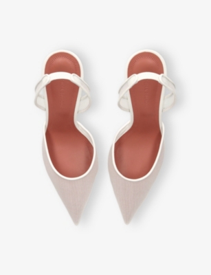 Amina Muaddi Womens  Holli 95 Sling-back Heeled Mesh Courts In White