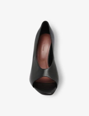 AMINA MUADDI: Julianne Peep-Toe Leather Pumps