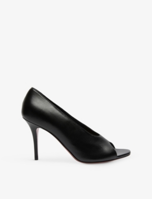 Amina Muaddi Womens Black Julianne Peep-toe Leather Pumps Eur 38/5 Uk