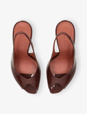 AMINA MUADDI: Kristina Sling 105 Patent Leather Heels