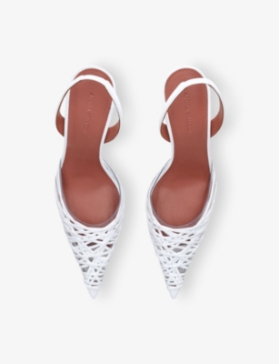 AMINA MUADDI: Lori 90 Leather and PVC Slingback Heeled Pumps