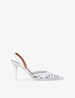 AMINA MUADDI: Lori 90 Leather and PVC Slingback Heeled Pumps
