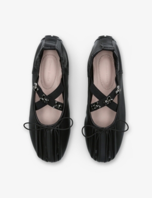 SIMONE ROCHA: Embellished-Strap Leather Ballet Flats