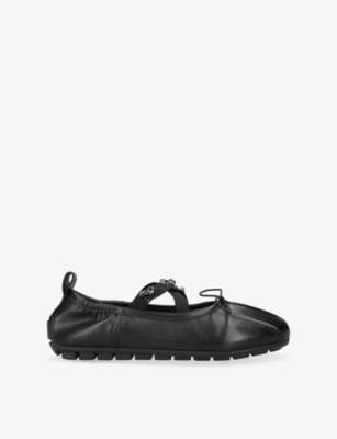 SIMONE ROCHA: Embellished-Strap Leather Ballet Flats