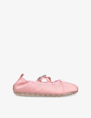 SIMONE ROCHA: Embellished-Strap Satin Ballerina Flats