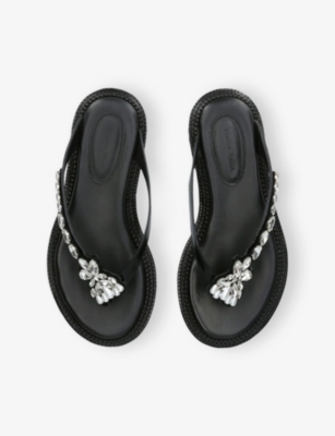 SIMONE ROCHA: Embellished Thong Leather Sandals