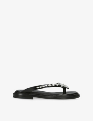 SIMONE ROCHA: Embellished Thong Leather Sandals