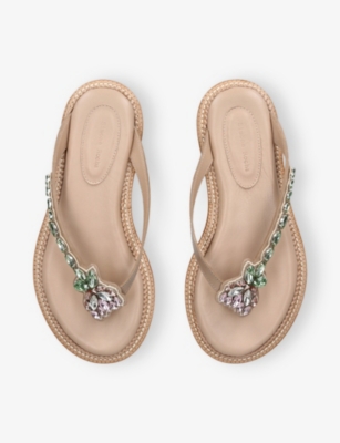 SIMONE ROCHA: Embellished Thong Leather Sandals