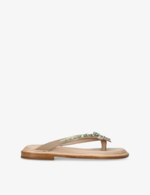 SIMONE ROCHA: Embellished Thong Leather Sandals