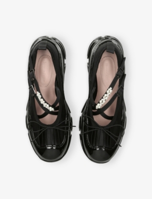 Simone Rocha Ballerine Ibride Criss Cross Tracker In Raso In Black/comb
