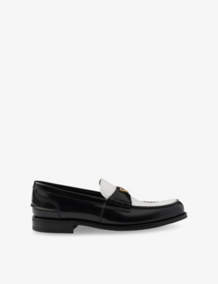 PRADA: Brand-Plaque Two-Toned Leather Loafers