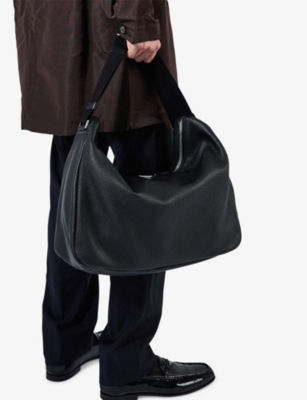Prada Mens Black Brand-plaque Leather Shoulder Bag In Black