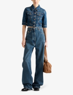 PRADA: Short-Sleeved Cropped Denim Jacket