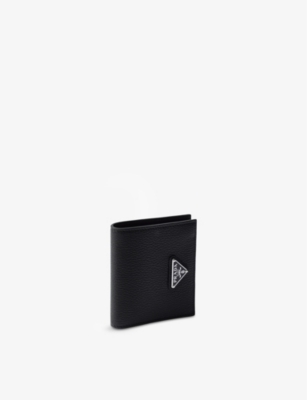 Prada Mens Black Re-nylon Small Recycled-nylon And Leather Wallet In Black