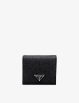 PRADA MENS PRADA TRIANGLE-LOGO GRAINED LEATHER WALLET 