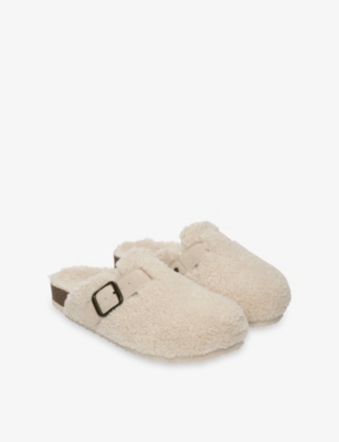 The White Company S Ivory Corkbed Borg Mule Slippers In Neutral