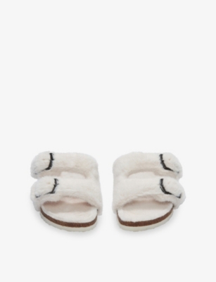 The White Company S Ivory Double-buckle Faux-fur Slippers In White