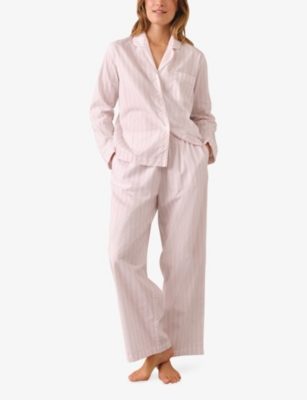 The White Company S Pinkstripe Striped Relaxed-fit Cotton-poplin Pyjamas In Multi