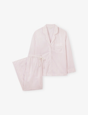 The White Company S Pinkstripe Striped Relaxed-fit Cotton-poplin Pyjamas
