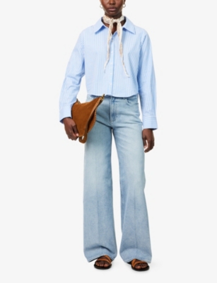 PAIGE: Doreen Striped Cropped Cotton Shirt
