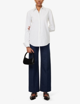 PAIGE WOMENS PAIGE SASHA FIVE-POCKETS WIDE-LEG HIGH-RISE STRETCH-DENIM JEANS 