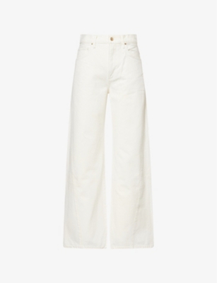 PAIGE: "Arellia 32"" Twisted-Seams Barrel-Leg Denim Jeans"