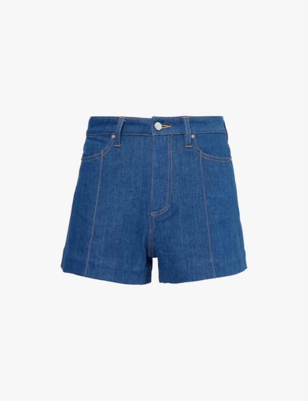 Dani Stitched High-Rise Stretch-Denim Shorts