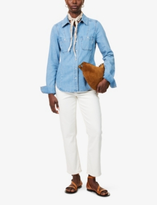PAIGE: Devika Two-Buttoned-Pockets Denim And Linen Shirt