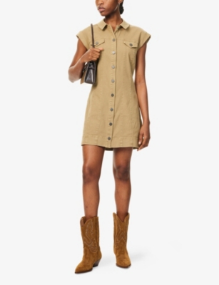 PAIGE: Dekalb Sleeveless Dyed Denim Mini Dress