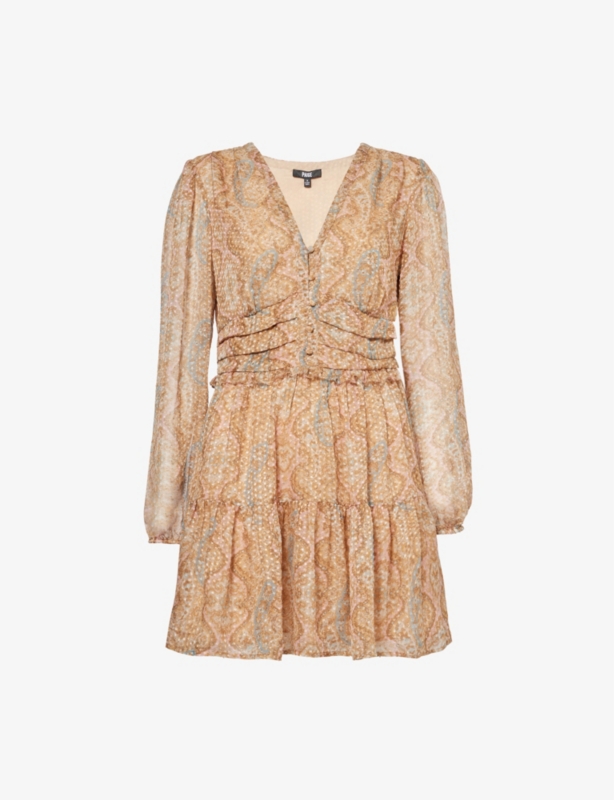 Florentine V-neck Silk-Blend Mini Dress