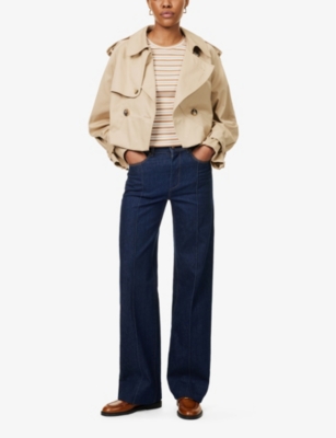 Paige Chantrelle Striped Ribbed-knit T-shirt In Ivory/biscotti
