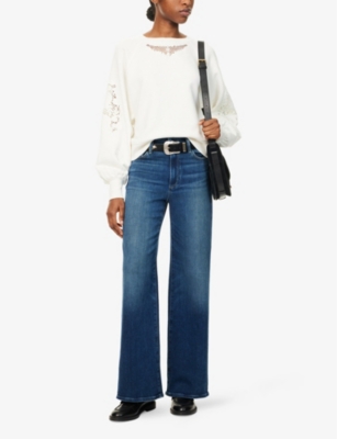 PAIGE WOMENS ALLUSION ANESSA 31' WIDE-LEG HIGH-RISE STRETCH-DENIM JEANS 