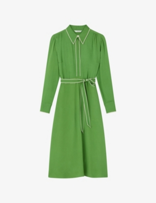 LK BENNETT: Petite Elsie Belted Woven Midi Dress