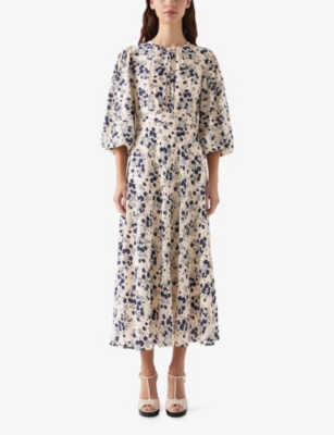 LK BENNETT: Lois Floral-Print Woven Midi Dress