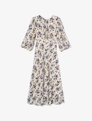 LK BENNETT: Lois Floral-Print Woven Midi Dress