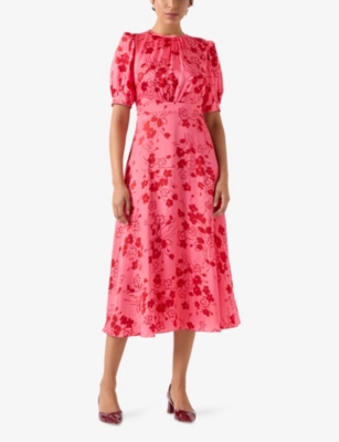 LK BENNETT: Jem Floral-Print Woven Midi Tea Dress