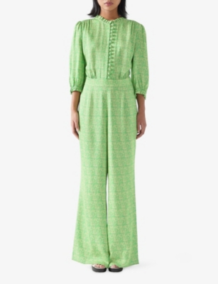 LK BENNETT: Naomi Abstract-Pattern Petite Woven Jumpsuit