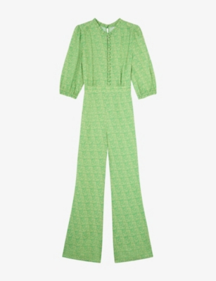 LK BENNETT: Naomi Abstract-Pattern Petite Woven Jumpsuit