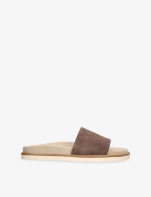 BRUNELLO CUCINELLI: Contrast-Trim Suede Sliders