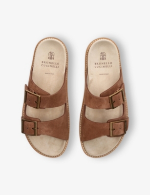 BRUNELLO CUCINELLI: Two-Strap Suede Sandals