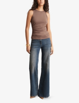 REISS: Madelynn Side-Ruched Stretch-Jersey Tank Top