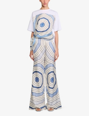 SANDRO: Spiral-Print Side-Tie Cotton T-Shirt