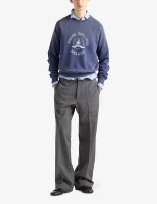 PRADA MENS PRADA VINTAGE-FINISH TRIANGLE-APPLIQUÉ COTTON-JERSEY SWEATSHIRT 